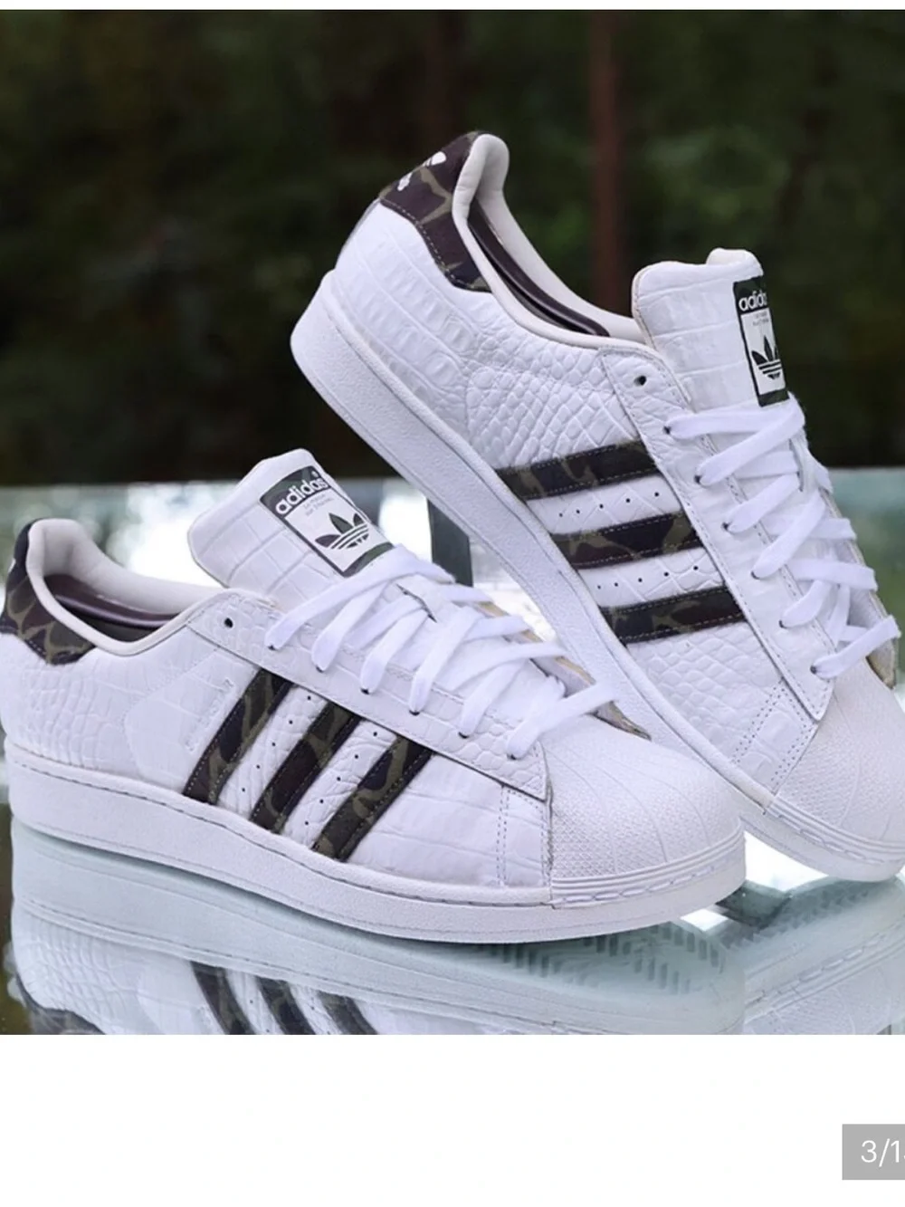 Rare adidas Superstar Croc Embossed Leather s Camo Sneakers White